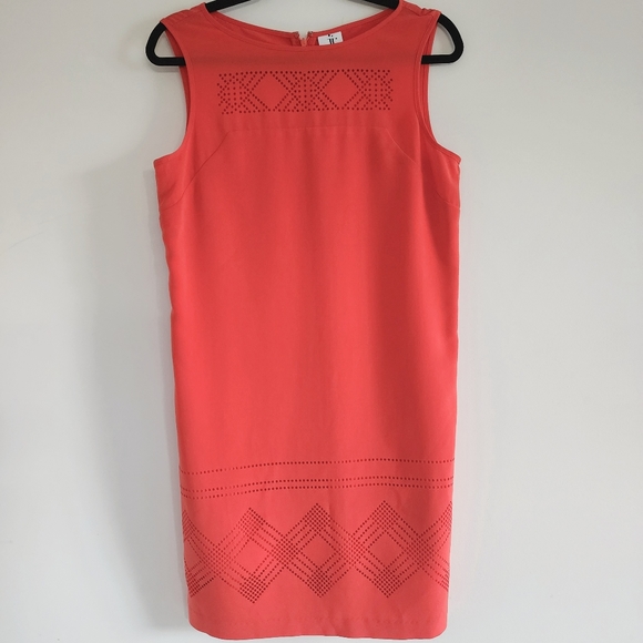 Julia Jordan Orange Laser Cut Shift Dress Size 10 - Picture 5 of 9